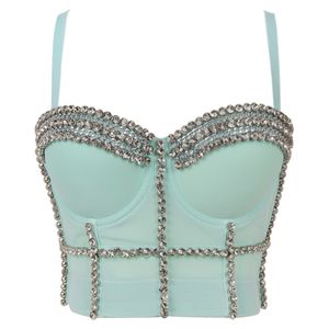 Wholesale show bras for sale - Group buy Fairies Heavy Nightclub Industry Beaded Sling Diamond Sequin Bra Metal Chain Slim Navel Show Dress T0UD