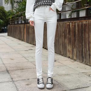 Kvinnors Jeans Vit Denim Byxor Kvinnor Koreanska Stil Mode Skinny Pencil Tall Girl Long Pantalones de Mesclilla Par Mujer1