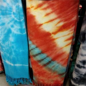 DIY Wax Tie Dyed Color Blank White Scarf Fashion Handmade Tassels Scarves for Women Soft Shawl Winter Warm Scarf Long Pashmina F120702
