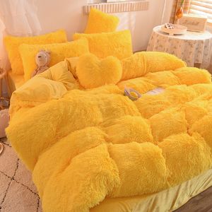 Mjuk fyra bitars varma plysch sängkläder kung queen size lyxig täcke täcke kudde fodral duvet varumärke sängkläder levererar chic v2