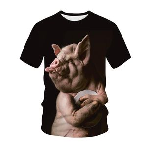 domuz tişört modası toptan satış-Erkek T Shirt Komik Domuz Tshirt Moda Kadın Erkek Tops Tee Streetwear Tişörtleri Boy D Baskı Yenilik Hayvan Çocuk Giyim