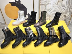 Wholesale ostrich white for sale - Group buy Brown FF Zucca knitted sock style flats Ankle boots Rockoko logo jacquard stretch knit and leather combat Booties for women luxury designer shoes factory footwear