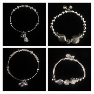 Bangle Bracelet For Women Style Boho Retro Ethnic Miao Silver Bangles Simple Versatile Temperament Fashion Jewelry