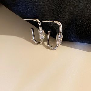 Hoepel huggie oorsprong zomer minimalistische geometrische kubieke zirkoon oorbel voor vrouwen zilveren kleur metalen paperclip sieraden
