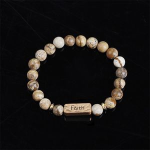 Högsta kvalitet natursten tro armband för kvinnor män pulseira par smycken charm stretch chakra armband föräldrar gåvor pärlstav strängar