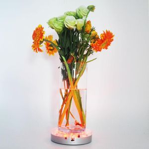 ingrosso led uplights-Uplight LED BASE LIGHT RGB Colore Modifica sotto vaso con telecomando per la festa di nozze Eventi Decor Strips