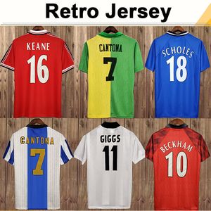 futbol formaları rooney toptan satış-92 Mens Cantona Giggs Keane Retro Futbol Formaları Beckham Solskjaer Scholes Ferdinand Rooney Chicharito Eve Uzaktan Futbol Gömlek Üniformaları