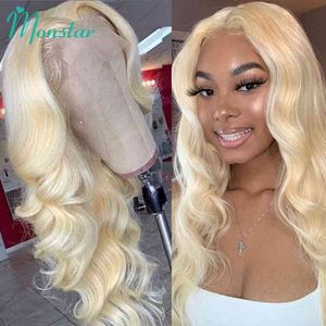 30 Inch x4 x4 Honey Blonde Colored Frontal Brazilian Remy Body Wave Lace Front Human Hair Wigs for Women