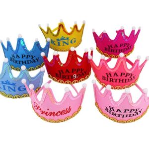 chapéu do aniversário do bebé venda por atacado-LED coroa chapéus menino menina princesa rei tiara festa feliz festa decoração chapéus bebê festas decorações decorações rra11448