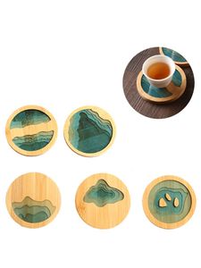 竹コースターラウンドクリエイティブカップマット防水絶縁茶コーヒーパッドテーブル装飾キッチン用品KDJK2107