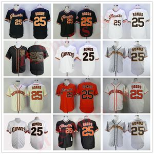 Retire Barry Bonds Jersey Vintage Flexbase Cool Base Pullover Team Färg Svart Grå Vit Orange Beige Broderi Giants Baseball Jerseys
