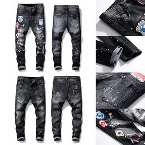 vente de jeans achat en gros de 21SSS Vendez des concepteurs de femmes jeans en détresse déchiré Fit Mince Fit Moto Denim pour hommes S Mode Mans Pantalon noir