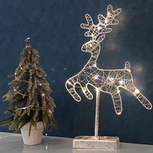 lumières de noël porch achat en gros de Nordic Style Deer Iron Art ART ART DE LED Ornements de lumière Accueil Décor Porche Décoration Nouvel An Cadeau de Noël