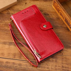 Zipper Case For Galaxy S5 S6 S7 Edge S8 S9 S10 Plus Lite Note M10 Wallet Card Slots Flip Leather Cover Cell Phone Cases