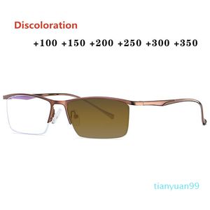 ingrosso letture di occhiali da lettura-Uomini da donna in lega di titanio Decoloration Myopia Glasses Lettura ottica Super Light Square Square Occhiali da sole