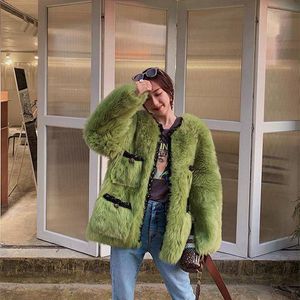 Damesbont Faux Winter Warm Jas losse korte echte jas Schapen Shearling Parka Fashion Casual Woman s Clothing Dikke Sneeuw
