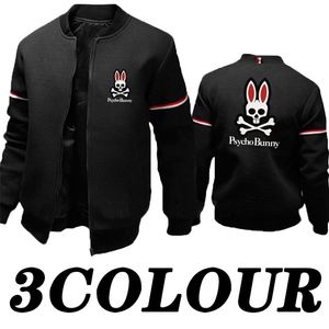 abrigos chaquetas al por mayor-Psycho Bunny Impresión Otoño e invierno Coat Solid Coat Ocio Skull Outdoor Baseball Suit Slim Fit Sports Zipper Jacket