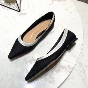 Luxury designer Shoes Fashion Women Striped canvas cloth letter flats Dress pumps Sandals Flat Platform Pointy Toe party Loafers Slip On Rubber black low heel