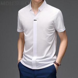 белые деловые рубашки оптовых-Мужские футболки летняя мода шелковая мужская футболка с короткими рукавами уличная одежда Корейский бизнес белая одежда Camiseta Hombre WPY3728