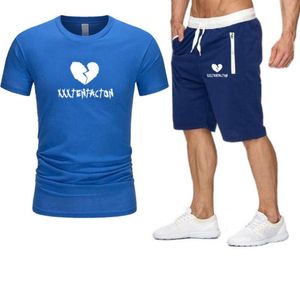 i̇ki parçalı eşofman şort toptan satış-Erkek T Shirts Eşofman Yaz Giysileri Spor Iki Parçalı Set T Gömlek Şort Marka Parça Giyim Erkek Taze Sporları Kocası