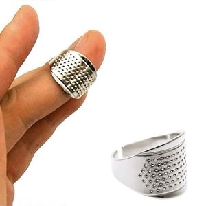 der silberne fingerhut großhandel-Verstellbarer Haushaltswerkzeug Zubehör Silber Ring Fingerhut Fingerschutz Home Hand Handwerk Quilten Nähwerkzeuge