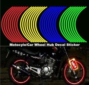16ストリップバイクカーオートバイホイールタイヤの反射リムステッカーとデカールデコレーション18 カラースタイリング