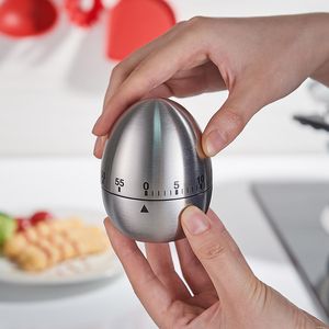 1 dakikalık zamanlayıcı toptan satış-Paslanmaz Çelik Mutfak Zamanlayıcı Yumurta Şekli Dakika Mekanik Alarm ClockCountdown Pişirme Pişirme Araçları