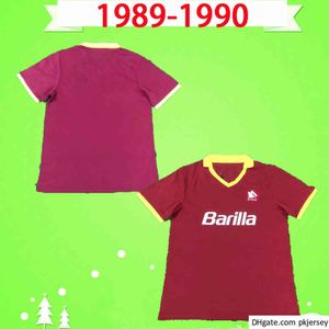 futbol for romeması roma
 toptan satış-1989 Retro Roma Futbol Forması Ev Kırmızı Futbol Gömlek Üniforma Klasik Hatıra Koleksiyonu Vintage Roma Maglia da Calcio