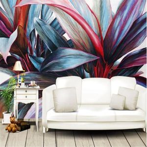 Wallpapers Milofi Custom Large Wallpaper Mural Hand painted Oil Painting Tropical Rain Forest Plant Banana Leaf Background Wall