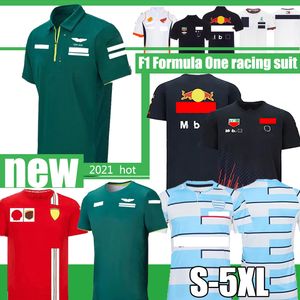 races cars al por mayor-2021 Fórmula One CO STARDED COCH LOGO F1 Equipo Traje de carreras Set Set de polo de manga corta Transpirable Camisas de cuello redondo de manga media Hombres