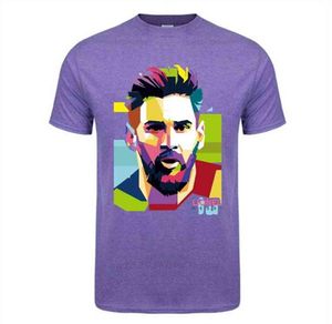 t-shirt messi barcelone achat en gros de T shirt Mode Impression de la mode Barcelone Messieurs Messieurs Messi Coton Tshirt Tops Argentine Jersey Hipster Fans Tee shirt