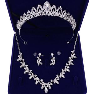 Wholesale rhinestone drop necklace jewelry set silver resale online - Silver Plated Crystal Water Drop Bridal Jewelry Sets Rhinestone Fashion Wedding African Costume Necklace Earrings