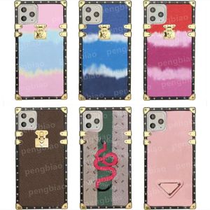 Top Designer Fashion Cases na iPhone Mini Pro Max X XR XS Plus Telefon PU Leather Brown Kwiat Drukuj Pokrywa z Shell Smycz