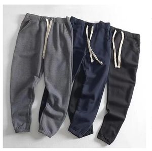 gri jogging pantolon toptan satış-Japon Tarzı Koşu Pantolon Erkekler Kalınlaşmak Polar Pamuk Adam İpli Geniş Bacak Siyah Gri Spor Erkekler için