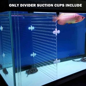 Aquarium Acrylic Divider Fullhål med st Sugkopp Fri för Betta Fish Guppies Tank Black Blue Clear