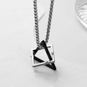 encantos de titanio al por mayor-Encantos INS Hip Hop Titanium Collar Creativo Geométrico Enclavamiento Cuadrado Triángulo Colgante Acero Inoxidable Moda Moda Parejas