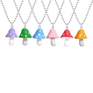 Fashion Resin Colorful Cartoon Imitation Mushroom Pendant Necklace For Women Men Simple Cute Charm Necklaces Jewelry Gift