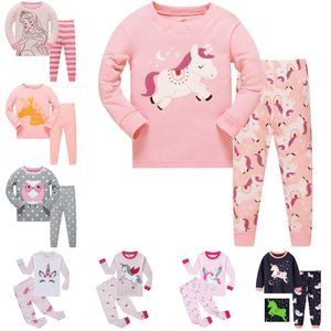 tek boynuzlu giysiler toptan satış-Çocuklar Kızlar Unicorn Pijama Set Çocuk Pamuk Pijama Toddler Casual Mermaid Gecelikler Bebek Sevimli Homewear Giysileri Y Y2