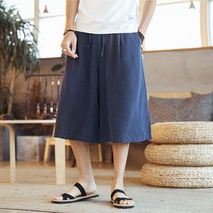 Męskie spodnie Plus Size Mężczyzna Wild noga Luźne Lato Czarny Biały Niebieski Kolor Bawełniany Linen Spodnie M XL XL Szerokie Krocza Harem