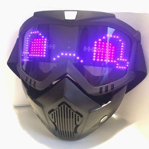 Odłączany Bluetooth RGB LED Light Up Party Motorcycle Off Road Wiatr Gogle Goggles Maska Wbudowana tablica wyświetlacza LED baterii