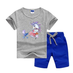 Luksusowy Projektant Baby Letnie Ubrania Zestaw Drukowanie Cartoon Matka Seahorse Dzieci Chłopiec Dziewczyna Krótki Rękaw Tee i Spodnie sztuk Sport Suit Dress Moda Dresy Summers Stroje