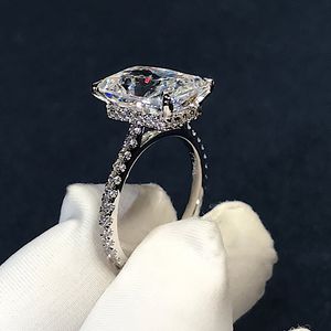 Radiant Cut CT Lab Diamond Ring Sterling Zilver Bijou Engagement Wedding Band Ringen voor Dames Bridal Party Sieraden Q2