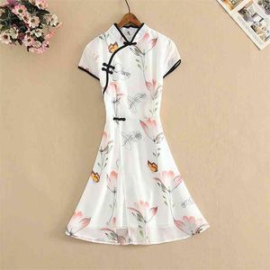 Wholesale ladies traditional dresses for sale - Group buy Chinese Style Traditional Qipao Chiffon Dress Ladies Vintage Elegant Flower Printed Chic Party Cheongsams Dresses Women