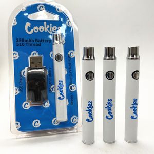 oem e cig batterien großhandel-Cookies Vape Pen Batterie Slim mAh Variable Spannung OEM Logo Willkommen wiederaufladbare Batterien Einweg E Cig Verdampferkarren mit USB Ladegerät