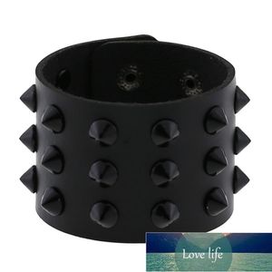 Wholesale spike cuff for sale - Group buy Gothic Punk Rows Black Rivet Spike PU Leather Bracelets for Women Men Harajaku Rock Cool Cuff Arm Wrist Bracelet Bangle