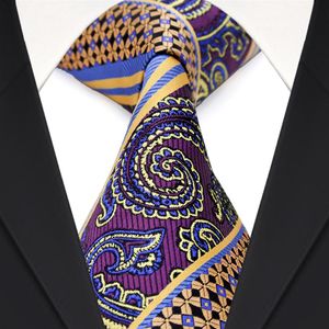 Whole E9 Mens Ties Multicolor Purple Yellow Blue Paisley Stripes Neckties 100% Silk 223Z