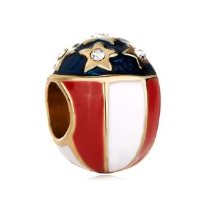 Metalen sieraden VS Vlag Stijl Kralen Faberge Egg Charms in vergulde Passen voor Pandora Charms Armbanden