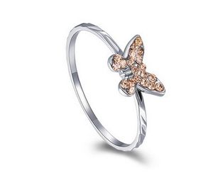 champagne color diamond butterfly 925 silver lady's ring all size (yt-jd ) fgdg