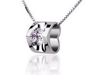 Österrike hjärta kärlek kristall halsband cubic zircon topp diamant sterling silver hänge halsband för bröllopsklänning set parti