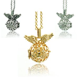 Modehängen Halsband Baby Charms Färg Chime Balls Angel Fly Wing Necklace för kvinnor Smycken
